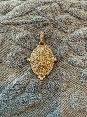 Nordstrom Silver Pavé Oval Medallion Necklace Pendant